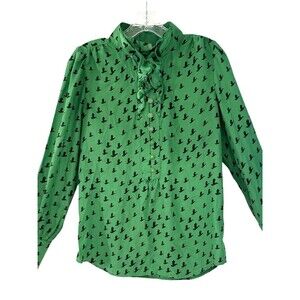 Juicy Couture Vintage Silk Kelly Green Bird Print Blouse 8